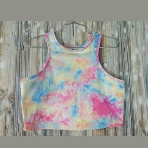 UNIF Tie Dye Pink Blue Crop Top Medium M RARE